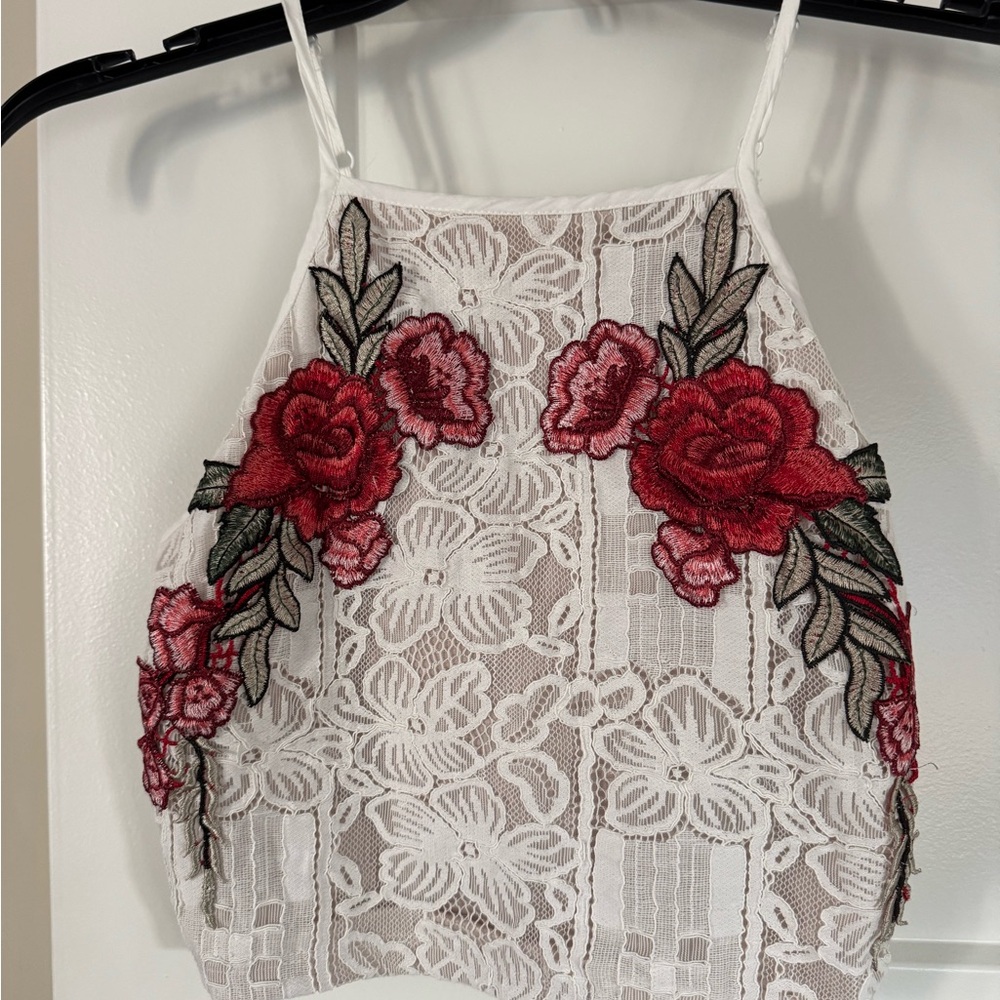 Lulu's Multicolored Camisole Dress with Crop Embellished Design